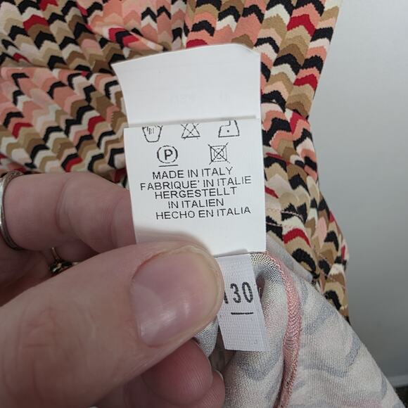 Missoni Tan Coral Multicolor Chevron Knit Artsy Summery Tank Top Size 10 - Picture 4 of 7